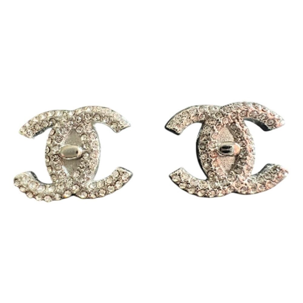 CHANEL 925 Sterling Silver Crystal Turnlock Earrings 2025 (CHXX025)